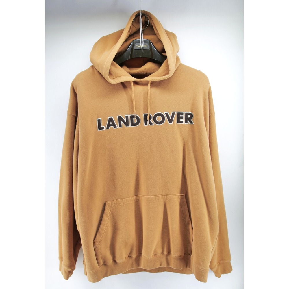 Vintage‎ Land Rover Gear Mens XL Spellout Hoodie Tan